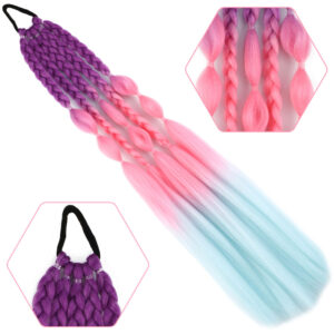 Balon ve Düz Salaş Örgülü Lastikli At Kuyruğu - ACM19