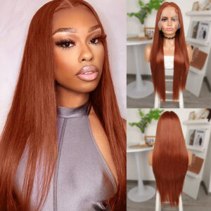 Koyu Bakır Bakır Ekstra Uzun Fiber Sentetik Düz Tül Peruk